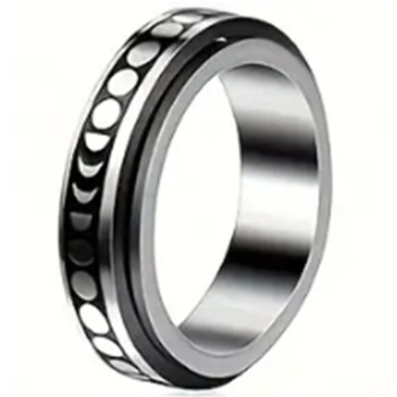 Vintage Boho Style Silver Moon Spinner Ring - Picture 1 of 2